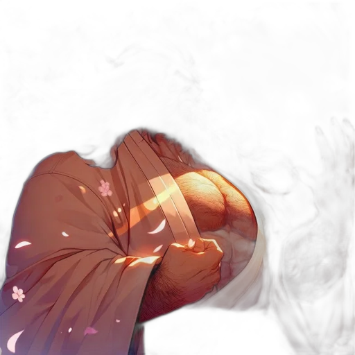 mask, hair, flower, face, concept art, photorealistic, 3d render, anime transparent PNG cut-out