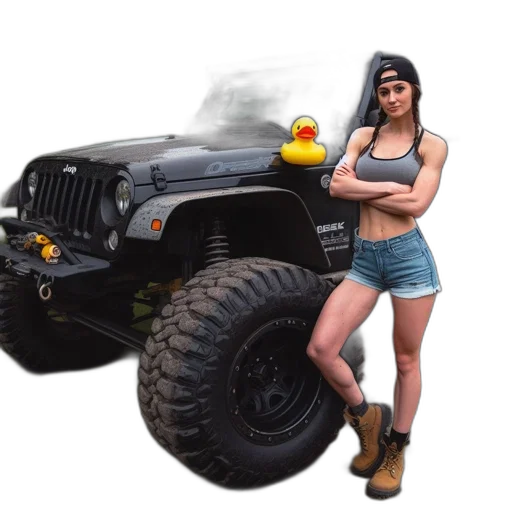 car, weapon, animal, concept art, photorealistic, 3d render, pixel art, woman transparent PNG cut-out