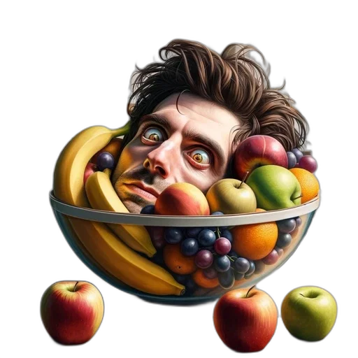food, face, crown, photorealistic, concept art, cartoon, pixel art, artwork transparent PNG cut-out