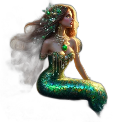 jewelry, dress, fantasy art, concept art, pixel art, 3d render, underwater, green transparent PNG cut-out