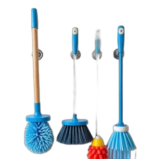 staff, umbrella, weapon, blue, set, cleaning, tools, neatly transparent PNG cut-out