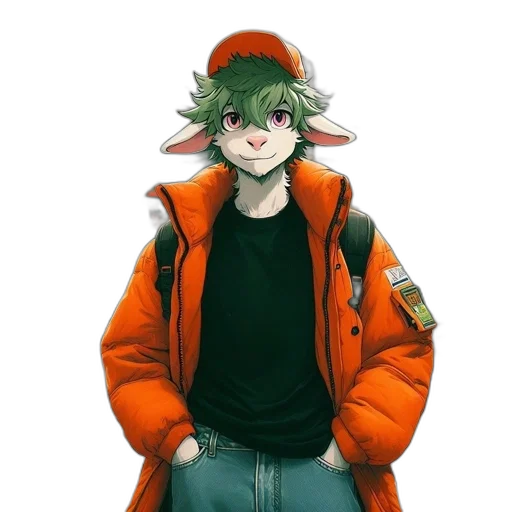 jacket, hat, staff, animal, concept art, pixel art, watercolor, fantasy art transparent PNG cut-out