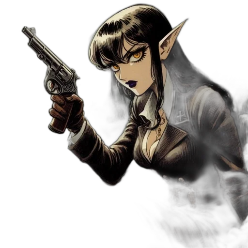 weapon, staff, fantasy art, concept art, comic book art, anime, elf-like, female transparent PNG cut-out