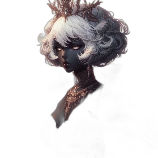 crown, mask, hair, face, fantasy art, concept art, watercolor, photorealistic transparent PNG cut-out