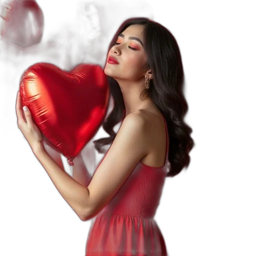 photorealistic, concept art, cartoon, fantasy art, red, model, posing, heart transparent PNG cut-out