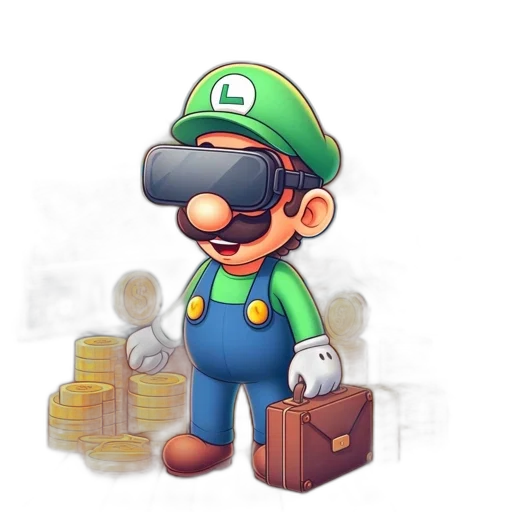 concept art, 3d render, pixel art, cartoon, green, earth tones, illustration, luigi transparent PNG cut-out
