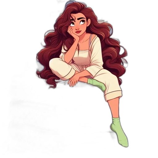 hair, dress, cartoon, concept art, watercolor, pixel art, fire, green transparent PNG cut-out