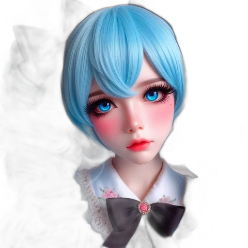 face, staff, robot, photorealistic, 3d render, fantasy art, anime, blue transparent PNG cut-out