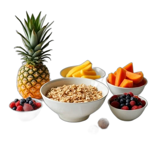 food, white, dining, table, set, variety, bowls, containing transparent PNG cut-out