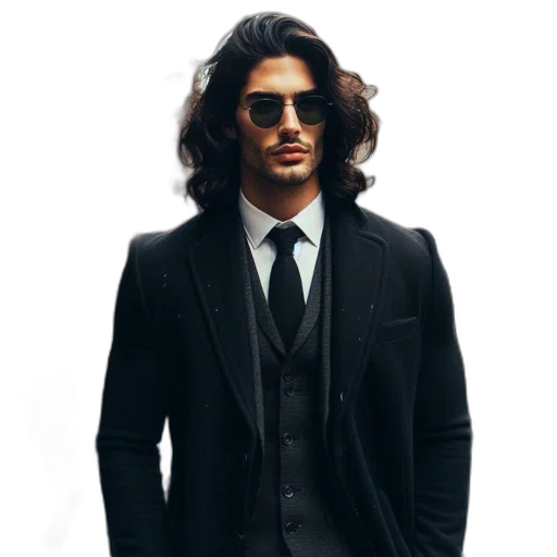 jacket, staff, face, photorealistic, cartoon, concept art, fantasy art, man transparent PNG cut-out