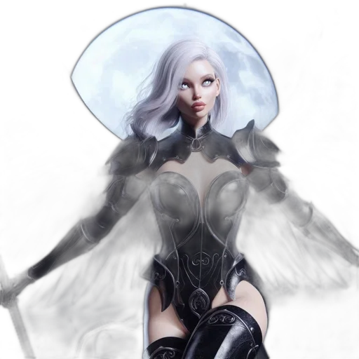 fantasy art, concept art, comic book art, 3d render, monochrome, dark, female, character transparent PNG cut-out