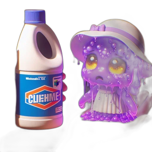 creature, bottle, concept art, 3d render, vaporwave, labeled, clohex, blue transparent PNG cut-out