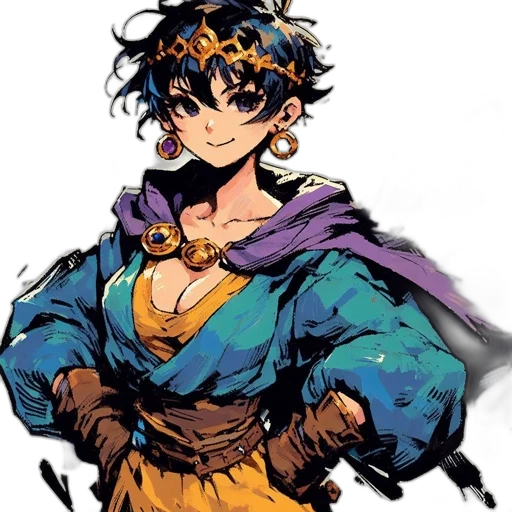 dress, crown, staff, weapon, concept art, anime, comic book art, fantasy art transparent PNG cut-out