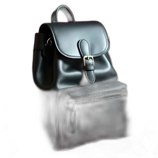 jewelry, 3d render, photorealistic, black, leather, backpack, silver, zipper transparent PNG cut-out