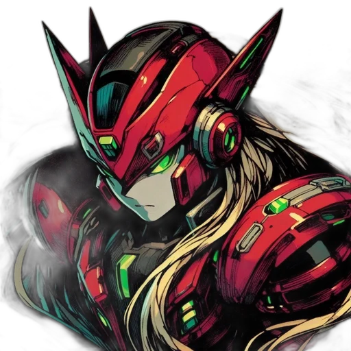 mask, robot, concept art, comic book art, anime, pixel art, red, character transparent PNG cut-out