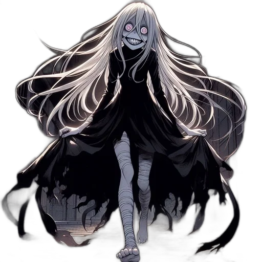 creature, mask, hair, dress, concept art, pixel art, fantasy art, anime transparent PNG cut-out