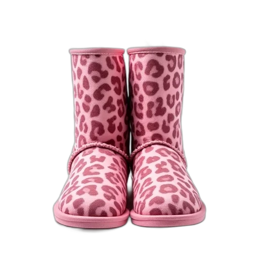 shoes, pink, leopard, booties transparent PNG cut-out