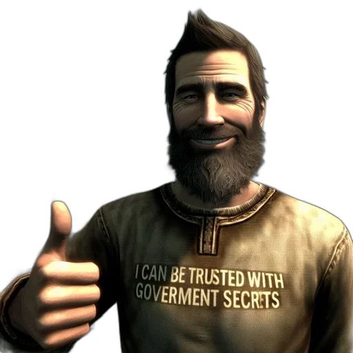 jacket, staff, 3d render, concept art, bearded, man, gives, thumbs-up transparent PNG cut-out