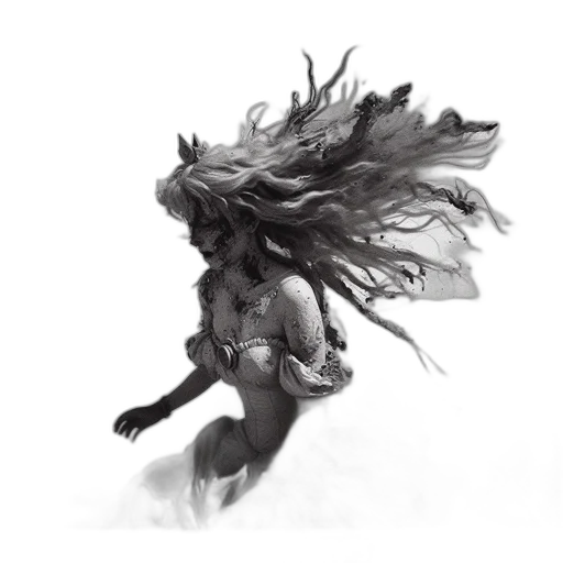 hair, creature, dragon, dress, concept art, comic book art, fantasy art, pencil sketch transparent PNG cut-out