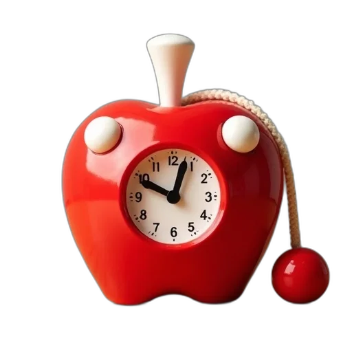 3d render, photorealistic, red, apple-shaped, toy, white, stem, small transparent PNG cut-out