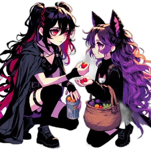 anime, pixel art, concept art, fantasy art, dark, monochrome, colorful, red transparent PNG cut-out