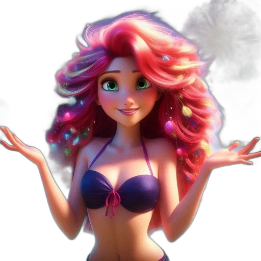 concept art, fantasy art, cartoon, 3d render, underwater, animated, female, character transparent PNG cut-out