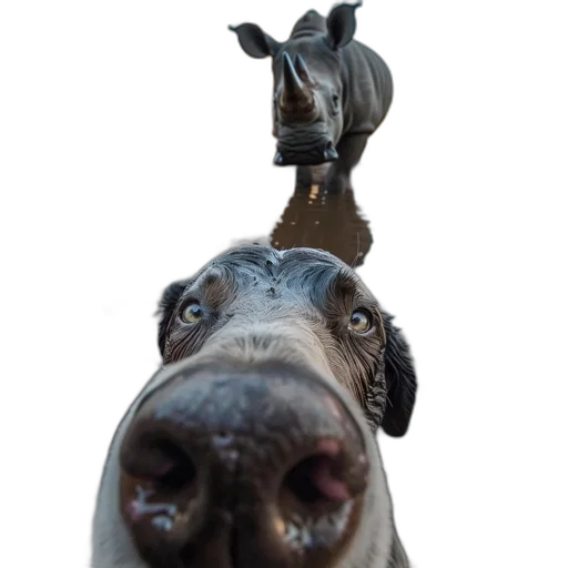 staff, animal, face, mask, photorealistic, wet, dog, taking transparent PNG cut-out