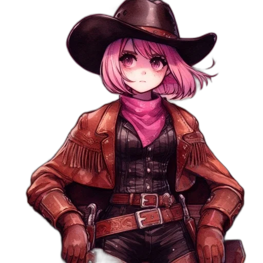 jacket, hat, weapon, staff, concept art, pixel art, watercolor, anime transparent PNG cut-out