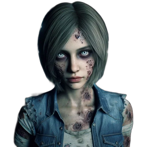 face, concept art, photorealistic, comic book art, 3d render, woman, scarred, eerie transparent PNG cut-out