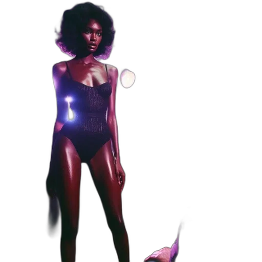 dress, concept art, cyberpunk, comic book art, 3d render, neon lights, outer space, dimly transparent PNG cut-out