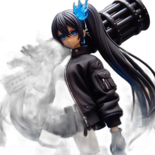 weapon, jacket, staff, robot, concept art, 3d render, anime, photorealistic transparent PNG cut-out