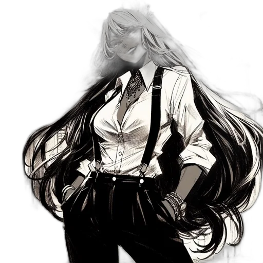 hair, staff, face, jacket, anime, comic book art, photorealistic, concept art transparent PNG cut-out
