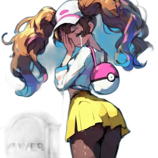 dress, hair, staff, creature, anime, concept art, pixel art, watercolor transparent PNG cut-out