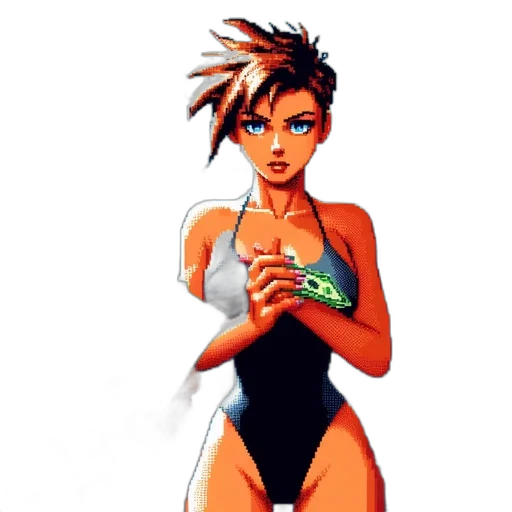 pixel art, concept art, comic book art, anime, urban, scene, features, woman transparent PNG cut-out