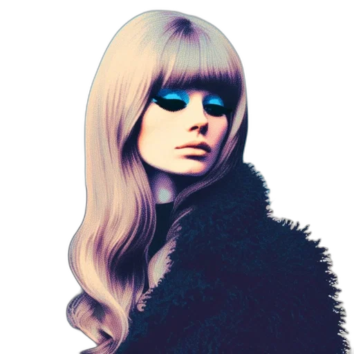 hair, face, photorealistic, cartoon, 3d render, fantasy art, blue, dark transparent PNG cut-out