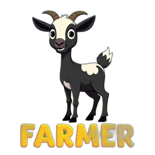 animal, pixel art, cartoon, goat, white, face, black, ears transparent PNG cut-out