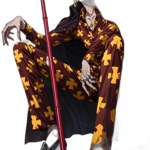 staff, jacket, sword, dress, concept art, anime, pixel art, 3d render transparent PNG cut-out