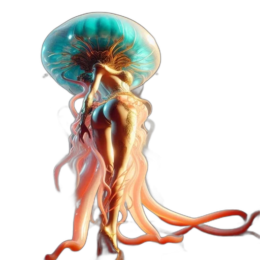 hair, dress, creature, umbrella, concept art, fantasy art, watercolor, 3d render transparent PNG cut-out