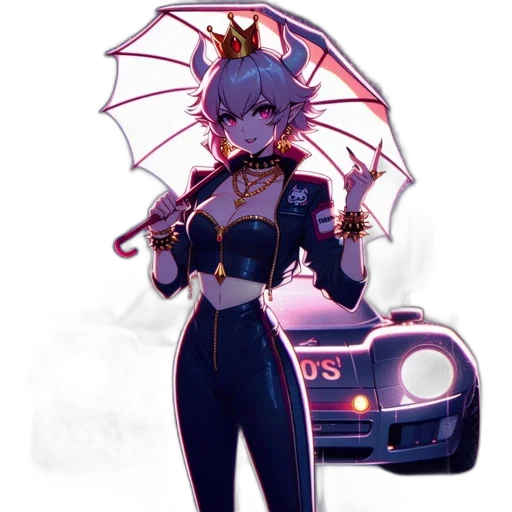 car, umbrella, dragon, staff, concept art, cyberpunk, anime, fantasy art transparent PNG cut-out