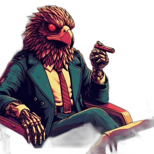 jacket, creature, animal, concept art, pixel art, fantasy art, comic book art, red transparent PNG cut-out