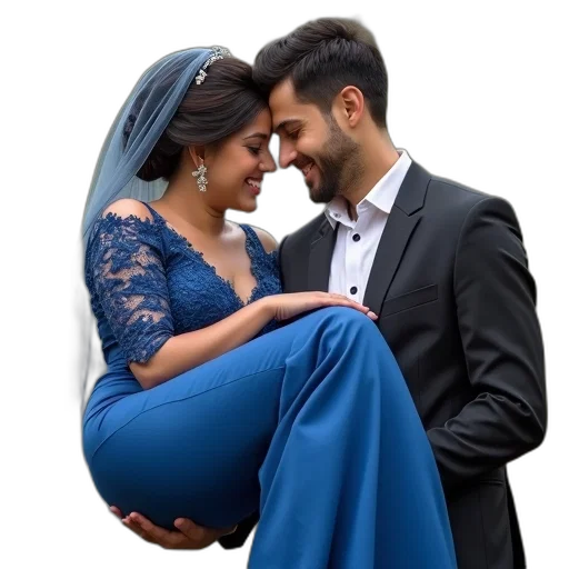 dress, umbrella, photorealistic, man, woman, standing, together, holding transparent PNG cut-out