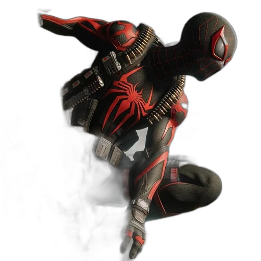 weapon, mask, concept art, 3d render, comic book art, fantasy art, red, spider-man-like transparent PNG cut-out