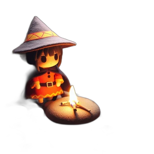 hat, staff, weapon, pixel art, 3d render, concept art, fantasy art, fire transparent PNG cut-out