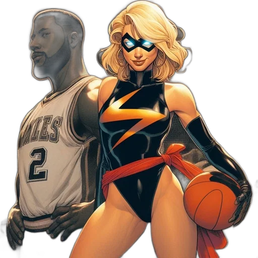 comic book art, concept art, cartoon, two, individuals, one, basketball, jersey transparent PNG cut-out