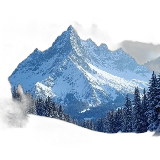 photorealistic, concept art, watercolor, fantasy art, snow, forest, fog, blue transparent PNG cut-out
