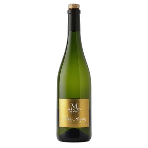 green, bottle, riesling, wine, gold, label, featuring, brand transparent PNG cut-out