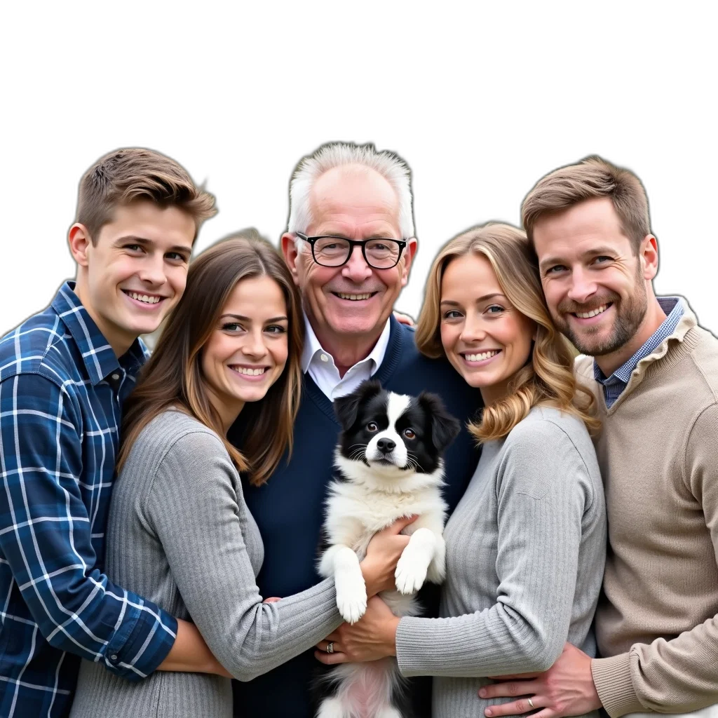staff, animal, family, five, posing, photo, left, right transparent PNG cut-out