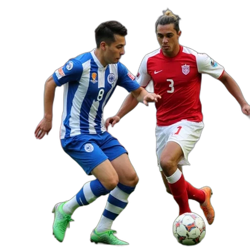 soccer, match, progress, two, players, field, one, player transparent PNG cut-out