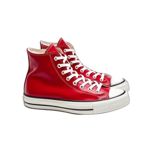 shoes, 3d render, photorealistic, red, pair, high-top, sneakers, white transparent PNG cut-out