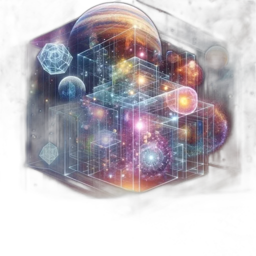 concept art, 3d render, outer space, geometrical, figure, encases, cosmic, elements transparent PNG cut-out
